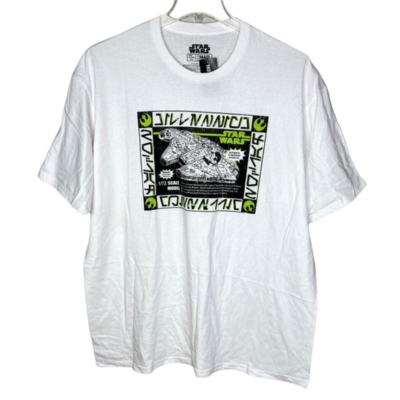 Star Wars T Shirt Mens 2X White Black Millennium Falcon Mad Engine Nerd Geek - Picture 2 of 5